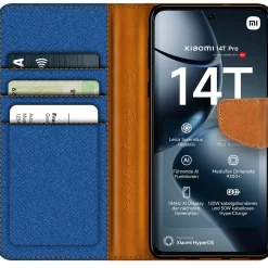 Xiaomi 14T Pro - Jeanslook Klapphülle mit Kartenfach